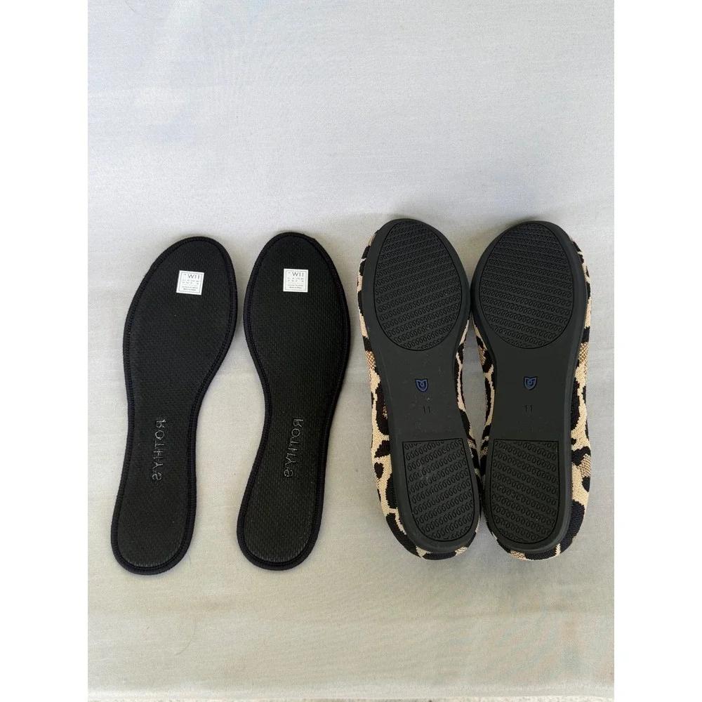 Rothys The Flat Wild Cat Leopard Animal Print Knit Ballet Flats W's 11 Round Toe